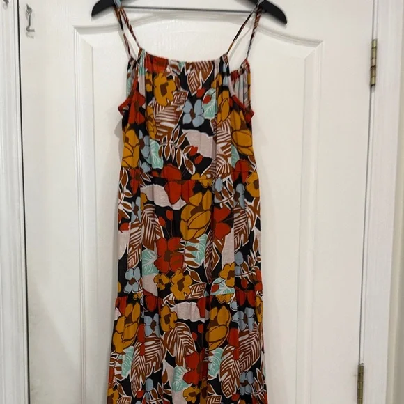 Anthropologie Floral Maxi Sundress in Rust, Mustard & Aqua - Picture 9 of 10